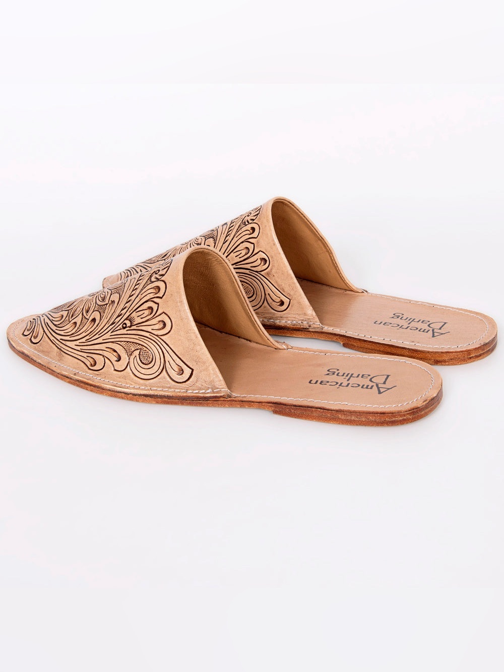 American Darling Floral-Engraved Leather Mules - Picture 3 of 7